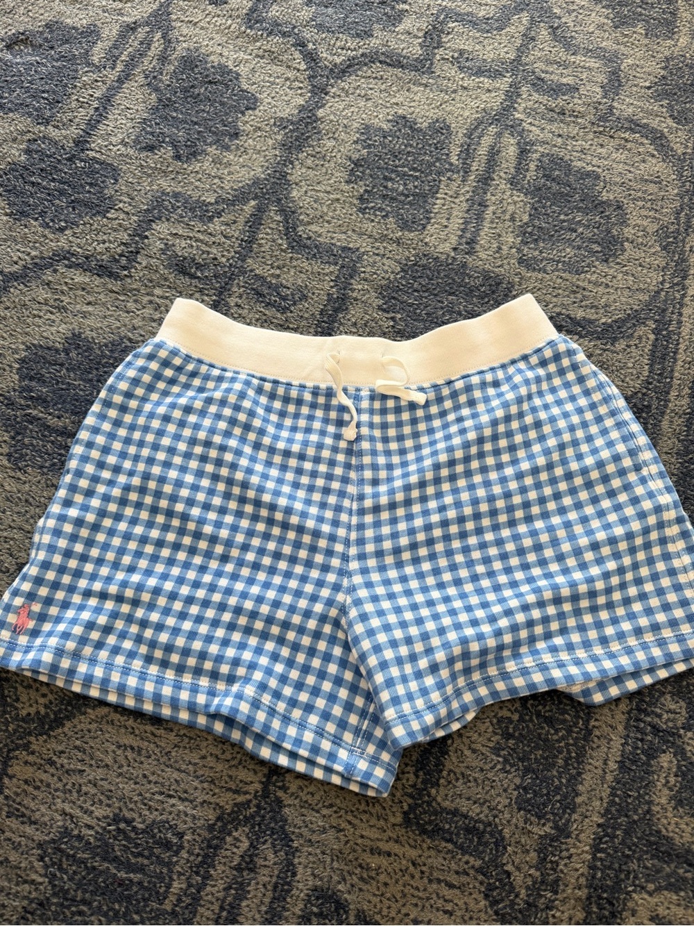Ralph Lauren Blue and White Gingham Athletic Shorts